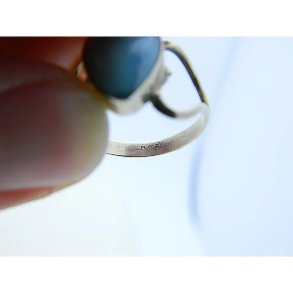 VTG .925 Sterling Silver Larimar Modernist Ring 8.25 - Picture 7 of 8